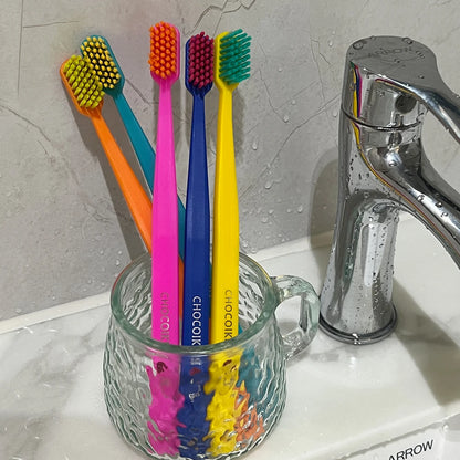 5PCS Ultra-Soft Microfiber Toothbrush Set - Swiss-Style High Density Manual Toothbrush for Gentle Cleaning and Gum Care