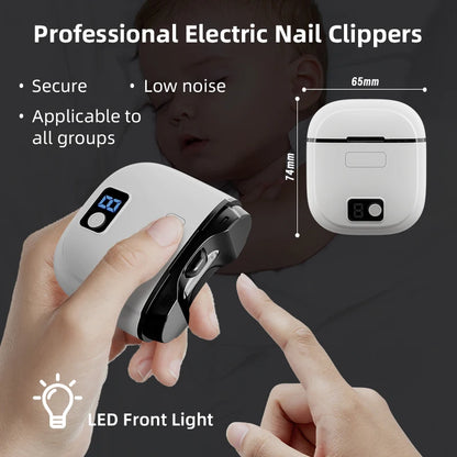 Electric Nail Clipper with 3 Speed Levels, LCD Light, USB Charging, and Nail Storage for Adults, Seniors, Babies, and Kids