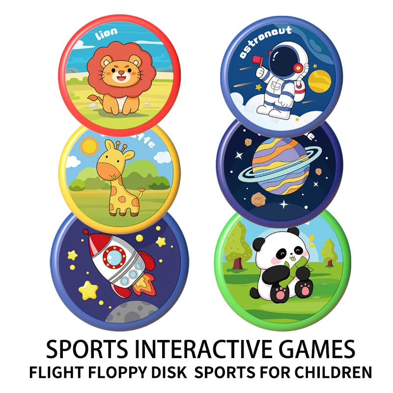 Kids Soft Flying Disc Toy — Cartoon Floppy Disk Design, 8-Inch (20 cm) Soft Plastic Frisbee for Ages 3-12, Parent-Child Interactive Play