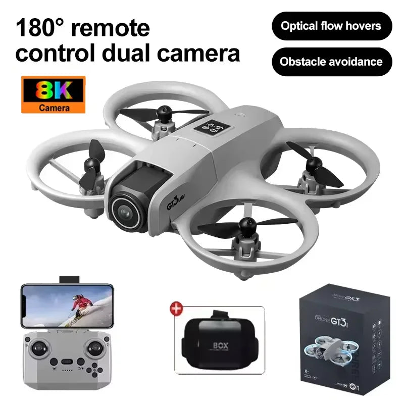 GT3 Optical Flow Localization Drone Wide Angle HD 8K Dual Camera Height Hold RC Obstacle Avoidance Foldable Quadcopter Toy
