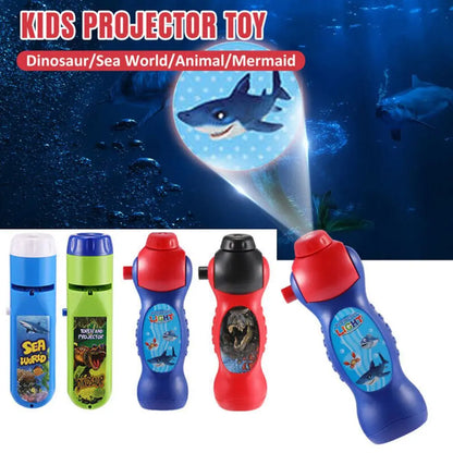 Kids Dinosaur Projection Flashlight Night Light - Educational Bedtime Star Sky Projector (5.12 in / 13 cm)
