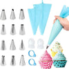Reusable Silicone Piping Bags and Stainless Steel Nozzle Cake Decorating Set
