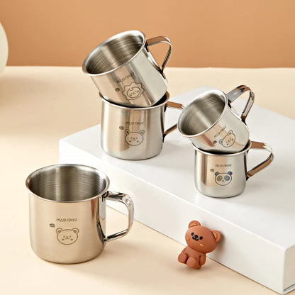 WORTHBUY 304 Stainless Steel Mini Mug with Handle — Anti-Drop Portable Kids Water & Milk Cup for Tea & Outdoor Picnic Drinkware