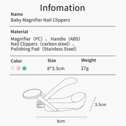 Infant Baby Nail Cutting Clippers, Children Kids Magnifier Glass Finger Nail Cutter