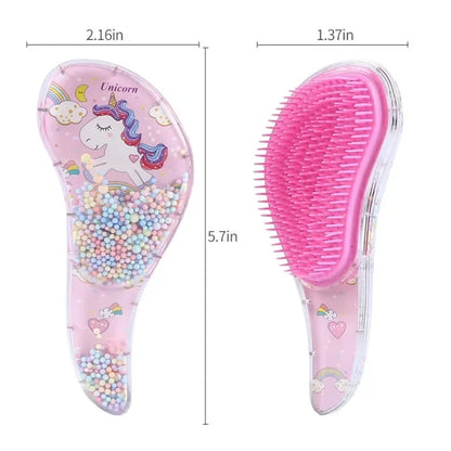New Cute Hairdressing Comb for Kids - Anti-Knot Massage Flowing Bead Comb for Girls - Dress Up, Makeup Toy Gifts