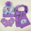 Disney Frozen Elsa and Anna Winter Accessories Set – 3-Piece Scarf, Hat, and Gloves for Kids, Keep Warm Knitting Woolen Yarn Cap