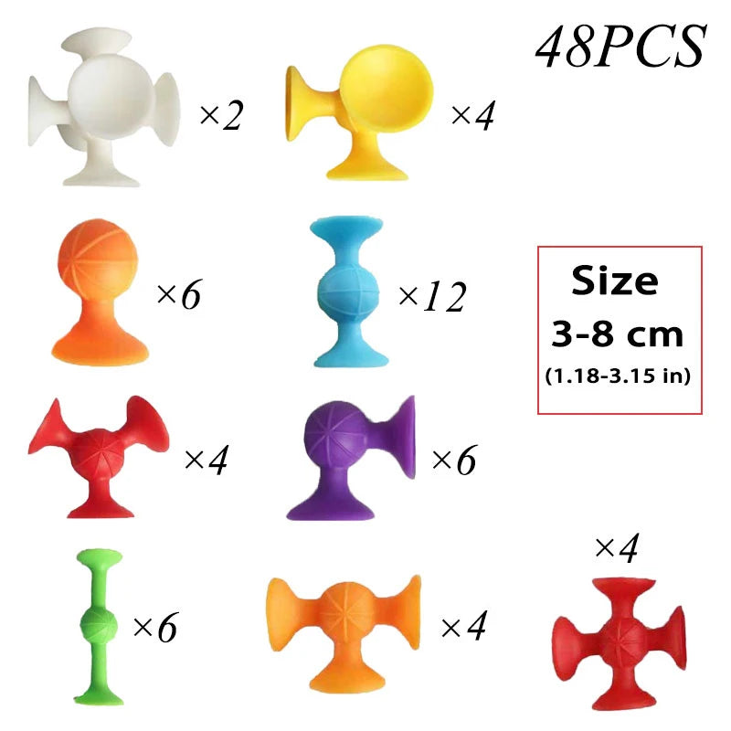 Montessori Animal Silicone Soft Building Blocks – DIY Suction Cup Assembly for Sensory Play and Educational Toy for Children