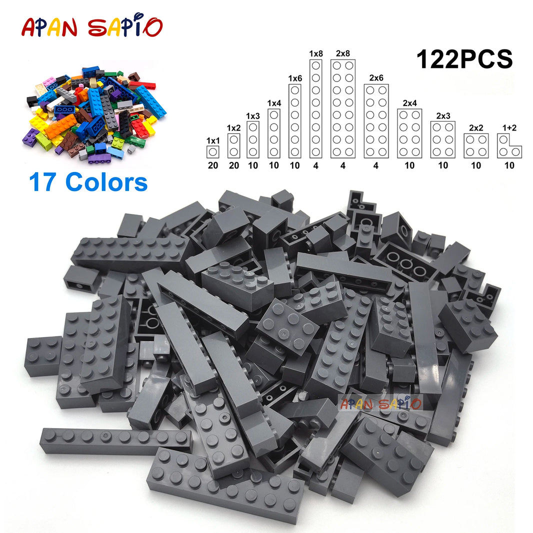 122PCS Thick Figures Bricks – 12 Size DIY Building Blocks, Creative Educational Plastic Toys, Compatible with 3001 for Children