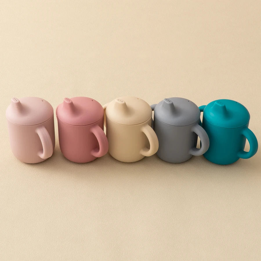 1PC Two Lids Baby Silicone Straw Cup - BPA-Free, Portable Snack Storage Container, Feeding Cup for Kids, Learning Drink Cup