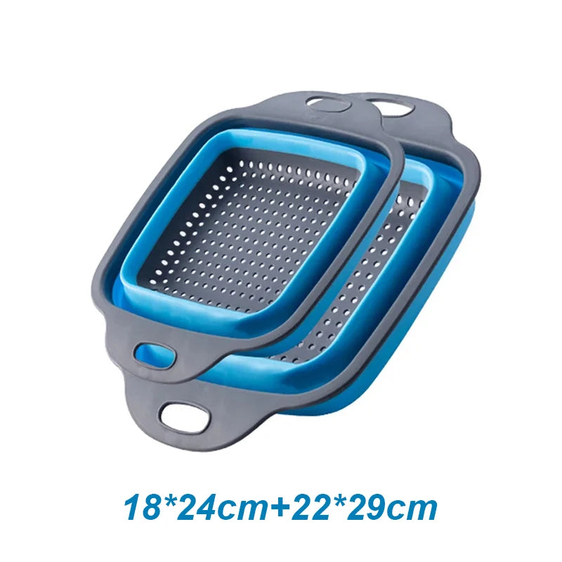 2-Piece Silicone Folding Colander Set for Fruit & Vegetables - Foldable Strainer (24x18cm/9.4x7.1in, 29x22cm/11.4x8.7in) – view 8