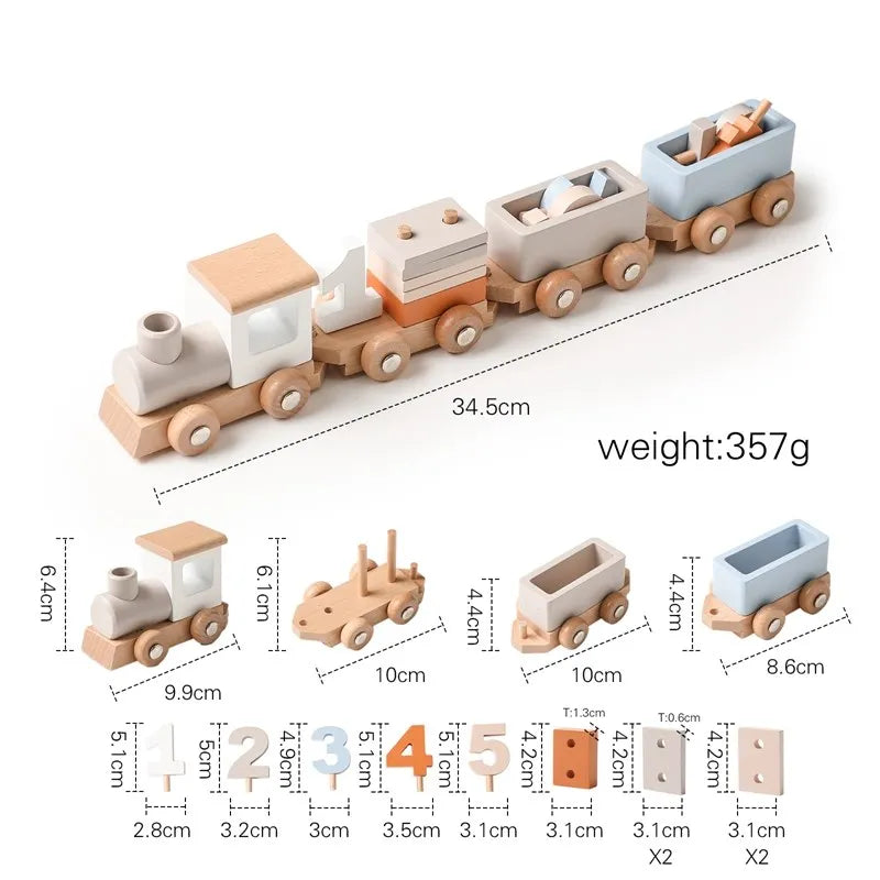 Wooden Montessori Birthday Train Stacking Toy with Number Blocks - Educational Toddler Puzzle – view 9