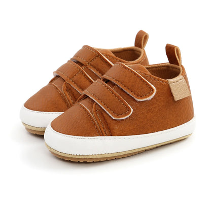 Meckior Baby Shoes Retro Leather Boy Girl Multicolor Toddler Rubber Sole Anti-Slip First Walkers Infant Shoes