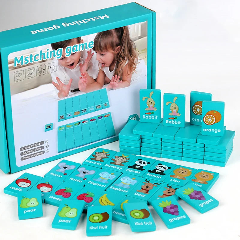 Kid Blocks Seaside Escape Mahjong – Wooden Memory Solitaire, Animal Matching Game, Educational Family Party Toy