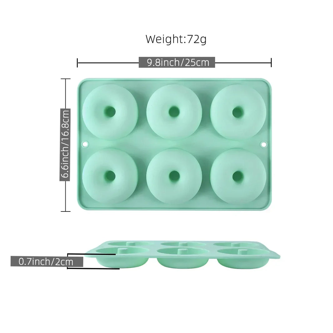 6-Hole Silicone Donut Mold Non-Stick Heat Resistant Baking Pan for Muffins and Pastries
