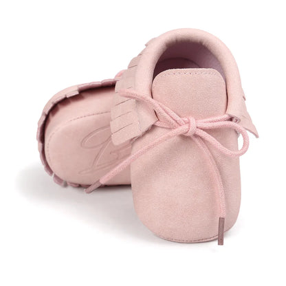 Baby Shoes Newborn Infant Boy Girl Lace-up Tassels Suede Soft Anti-Slip Toddler Crib Crawl Moccasins 10 Colors