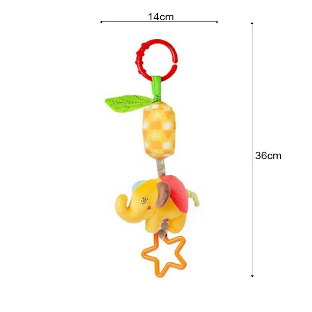 Newborn Soothing Bed Rattle with Teething Toy, Small Animal Bed Bell and Hand Puppet