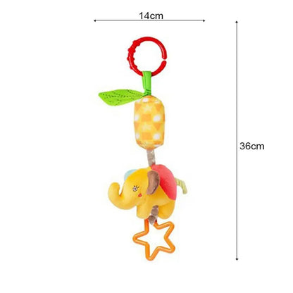 Newborn Soothing Bed Rattle with Teething Toy, Small Animal Bed Bell and Hand Puppet
