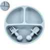 4Pcs Baby Safe Silicone Dining Plate Set - Cute Cartoon Smile Face Children Dishes, Retro Kids Tableware Set (BPA-Free)