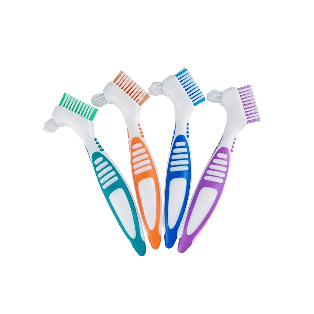 4Pcs Denture Cleaning Brush Set, Multi-Layered Bristles, Non-Slip Ergonomic Handle, Dual Heads Oral Care