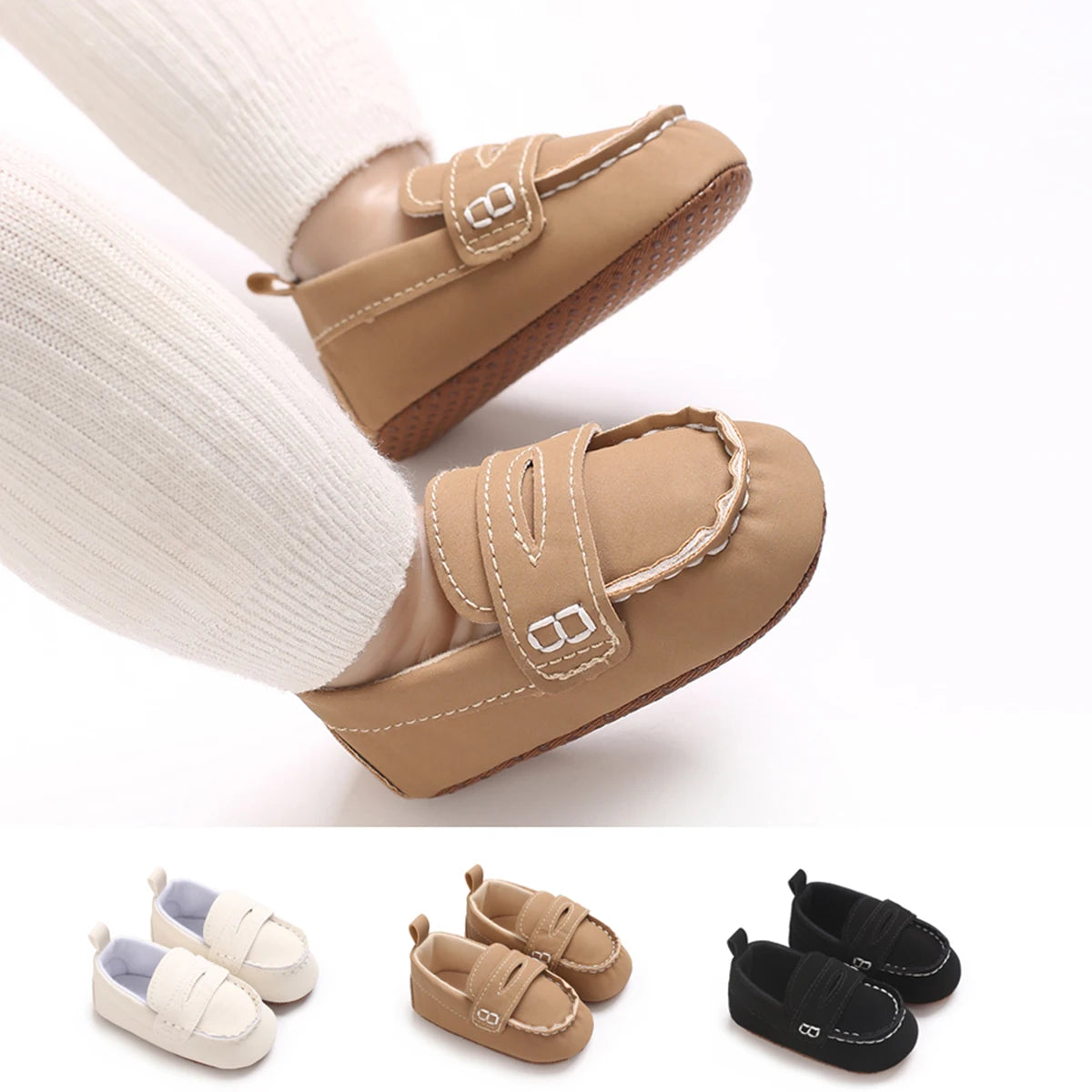 Solid Color Baby Casual Soft Soled Walking Shoes 0-1 Year Old Infants Toddlers Bean Shoes Forefoot Shoes