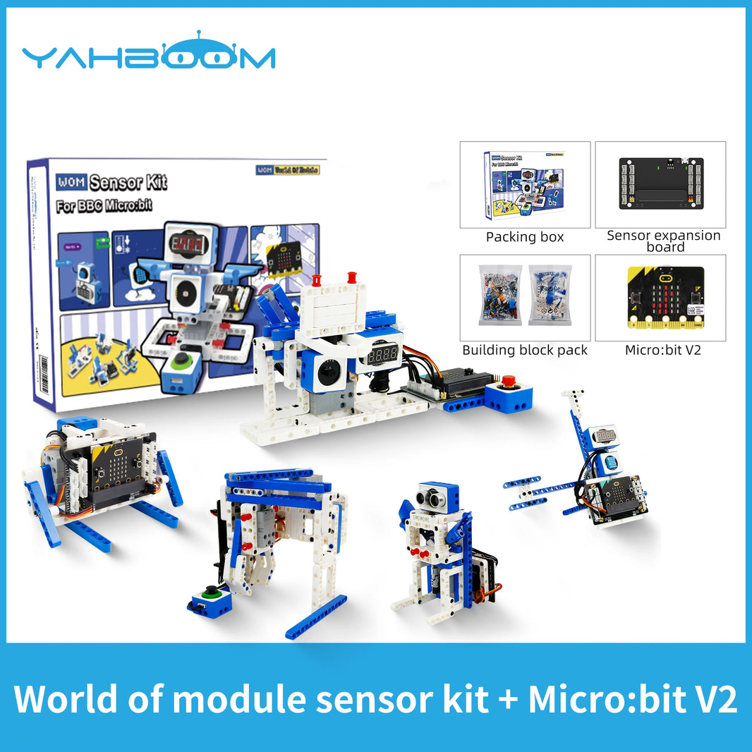 Yahboom 21-in-1 Microbit V2 Robotics Kit, DIY Electronic Sensor Kit, Programmable Toy for Kids, Supports MakeCode & Python Programming