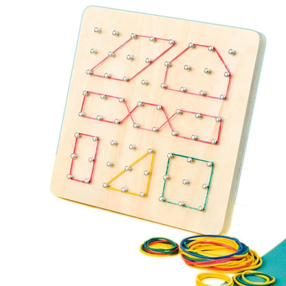 Montessori Baby Creative Toy – Graphic Rubber Tie Nail Boards with Cards for Early Childhood Education and Preschool Learning