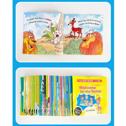 Kids English Word Learning Book Set – 40 Pocket Books for Early Reading and Montessori Teaching Aids