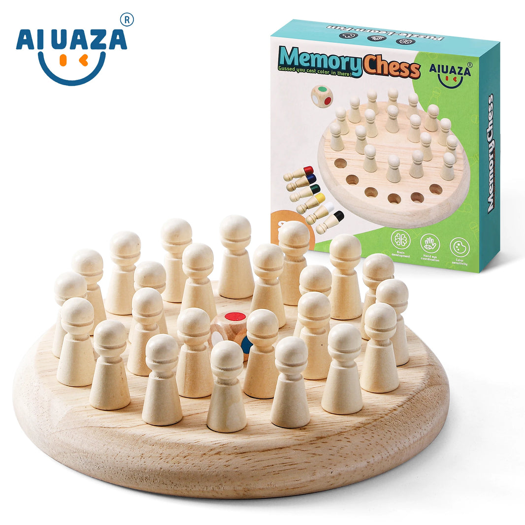AIUAZA Wooden Memory Chess Game Set Logic and Brain Teaser Game Parent-Child Interaction Toy Party Game