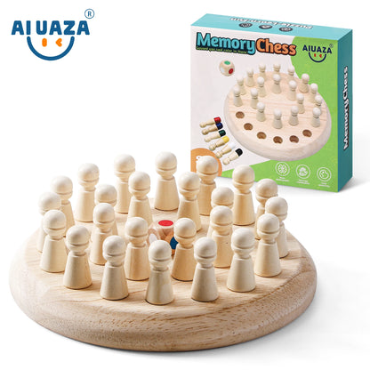 AIUAZA Wooden Memory Chess Game Set Logic and Brain Teaser Game Parent-Child Interaction Toy Party Game