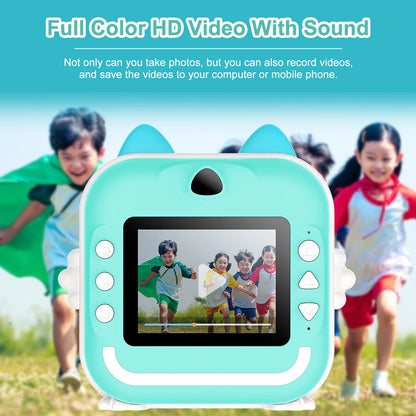 MISIRUN Kids Instant Print Digital Camera with Photo and Video, Thermal Printing, 32GB Card, Educational Toy Gift