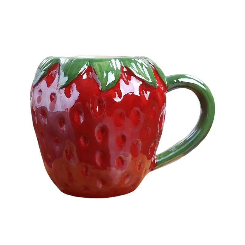 1-Piece Ceramic Kids Fruit Mug — Strawberry, Pumpkin & Pineapple Handgrip Coffee & Milk Cup | Cute Breakfast & Birthday Gift