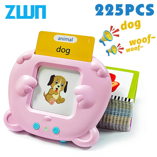 Montessori Education Flash Cards Machine - Early Educational Learning English Electronic Audio Book Toy for Children, Birthday Gift