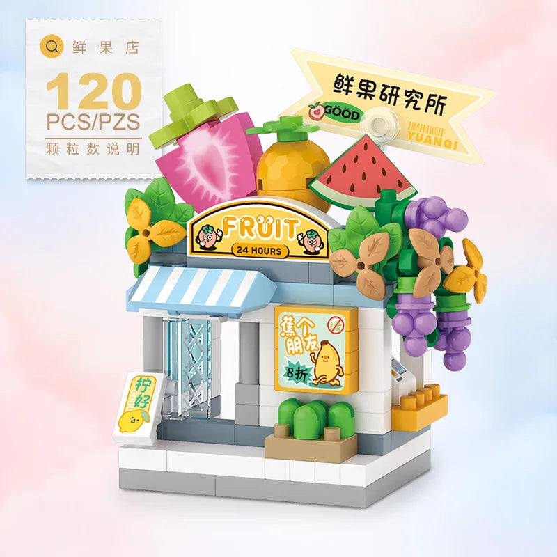 Street View Restaurant and Dessert Coffee Shop Building Blocks – Food House Model Toy for Kids