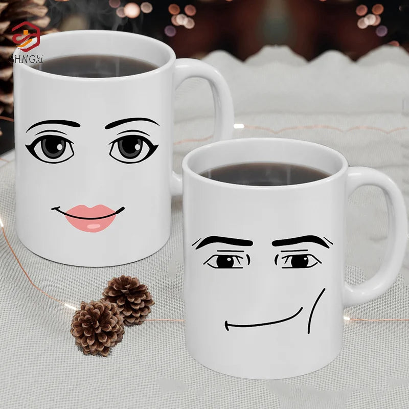 Funny Face Ceramic Coffee Mug 11 oz (325 ml) – Cute Gamer Birthday Gift for Men & Women