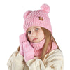3Pcs Winter Kids Hat Set – Warm Knitted Beanie, Scarf & Gloves for Girls & Boys, Fleece Lining with Pompom, Children’s Cap (4-10 Years)