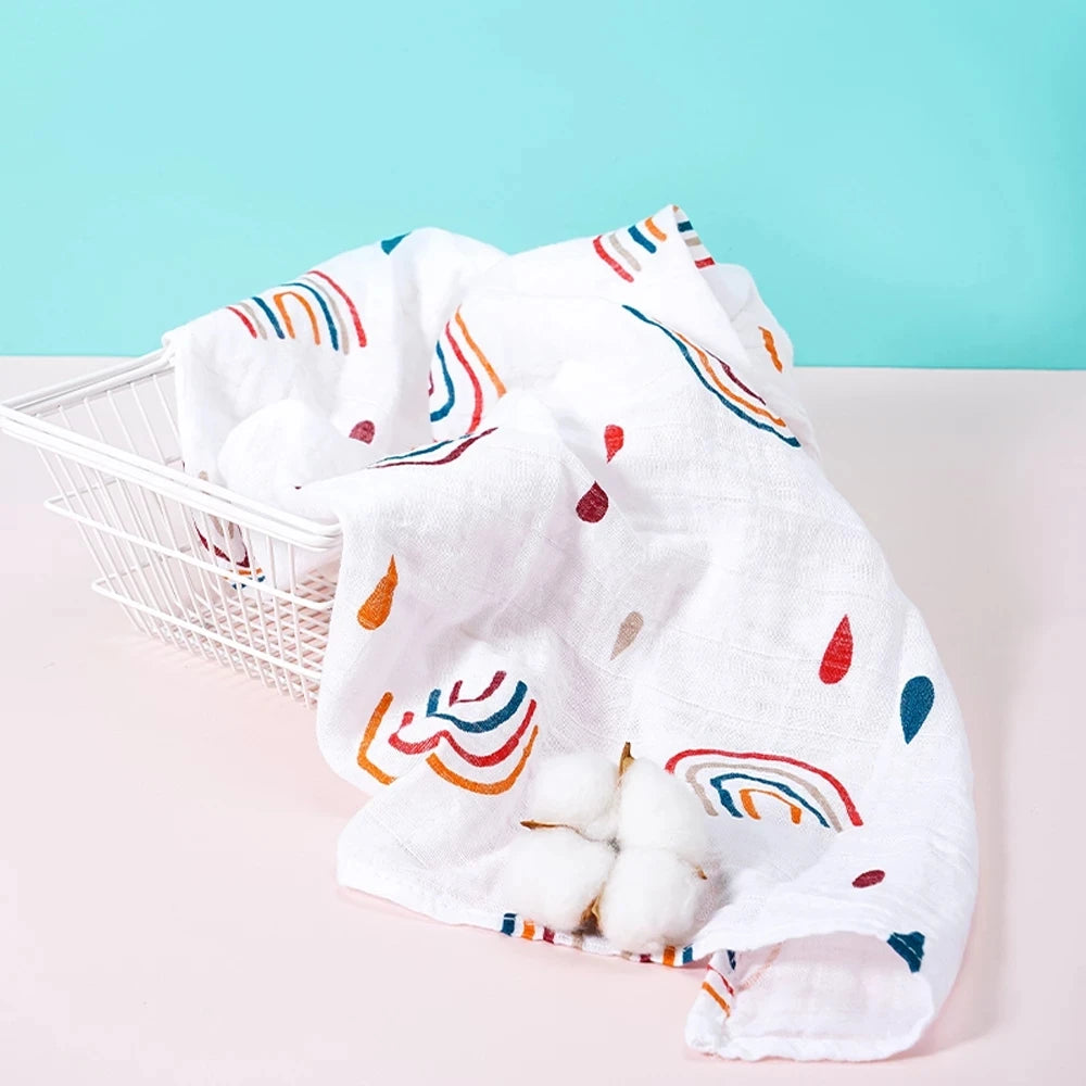 Elinfant 5-Piece Gift Set – Bamboo Cotton Muslin Bibs & Burp Cloths, 100% Cotton, 60x60cm, 2 Layers Baby Scarf & Handkerchief - Kidzy Market