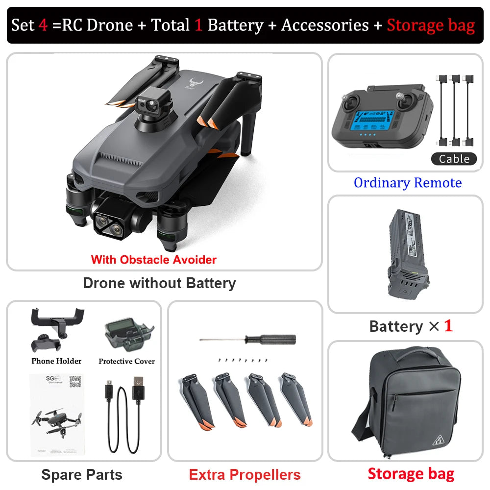 4K Camera RC Drone – ZLL SG909 with 3-Axis Gimbal, WIFI, Obstacle Avoidance, and Touch Screen