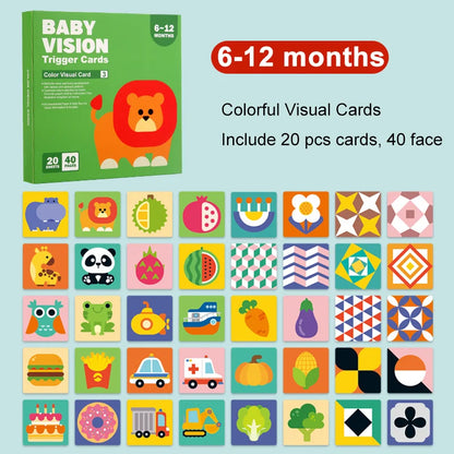 Baby Montessori Toys - Black and White Flash Cards, High Contrast Visual Stimulation Colour Cards, Early Education Toys for Newborns