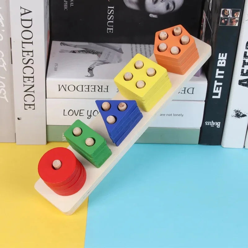 Educational Rainbow Tower Four Column Shape Twist Baby Toy