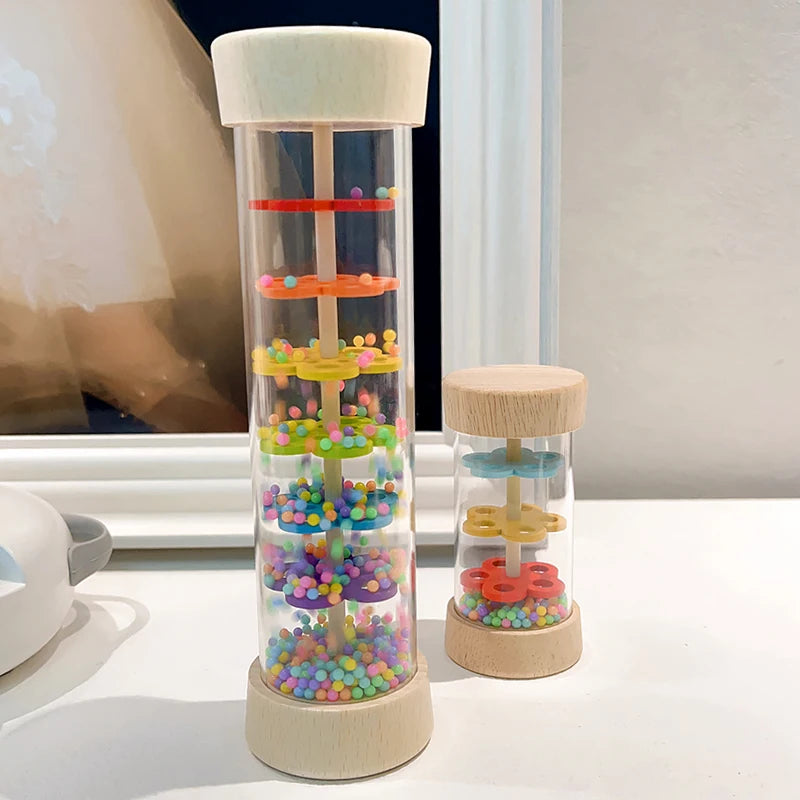 Wooden Rain Sound Tube Instrument - Rain Maker Stick, Hourglass Music Shaker for Hearing Enlightenment Toy