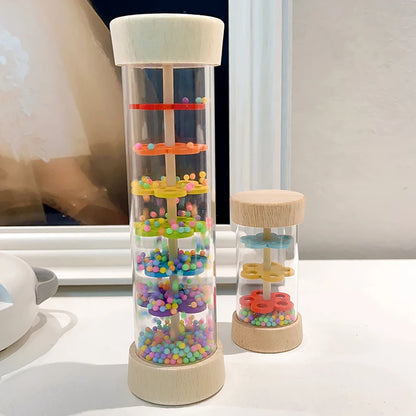 Wooden Rain Sound Tube Instrument - Rain Maker Stick, Hourglass Music Shaker for Hearing Enlightenment Toy