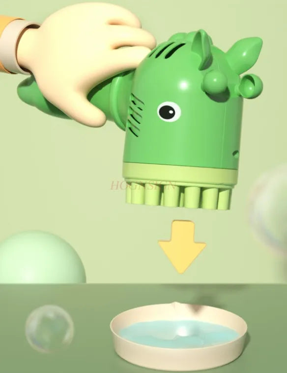 Giraffe 2-in-1 Automatic Handheld Bubble Machine & Fan - Battery-Powered Kids Bubble Blower Toy