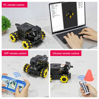 Yahboom Raspbot V2 AI Vision Robot Car Kit, Mecanum Wheel, Camera, Educational DIY Python Programming for Raspberry Pi 5