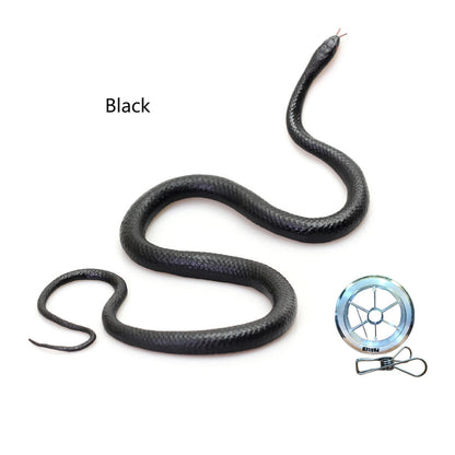 43.3-Inch (110 cm) Realistic Rubber Snake Prank Toy with 16.4 ft (500 cm) String & Metal Clip