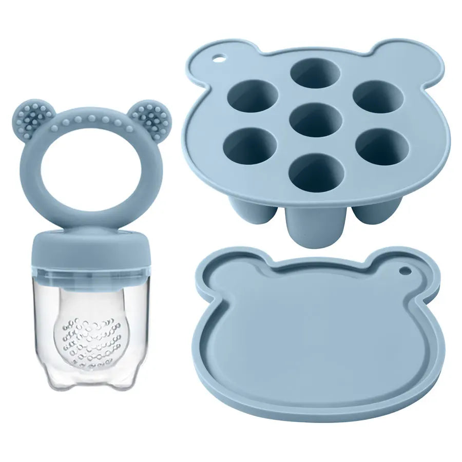 Baby Ice Cream Pops Silicone Mold - Popsicle Maker & Fruit Feeding Pacifier, Teething Toy, BPA-Free Baby Snack Stuff (3pcs)