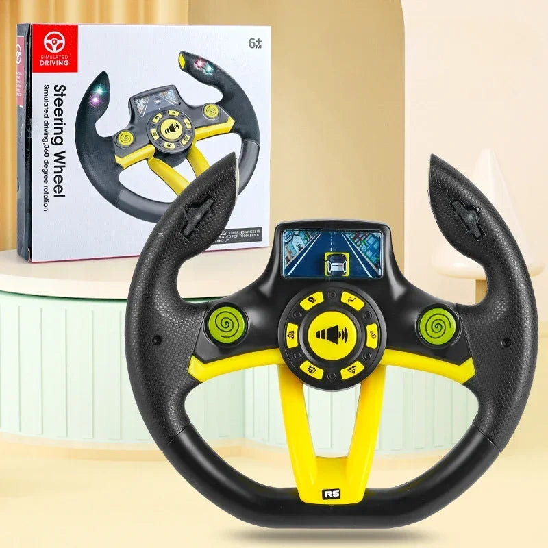 Infant Shining Electric Simulation Steering Wheel Toy with Light and Sound Kids Early Educational Stroller Vocal Toy