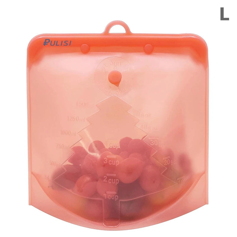 PULISI Silicone Reusable Food Storage Bags - Leakproof Containers (1500ml, 1000ml, 500ml), Fresh-Keeping, Freezer & Snack Storage