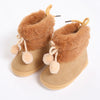 Winter Baby Snow Boots Plus Velvet Soft Sole Booties with Pompom for Indoor Walking
