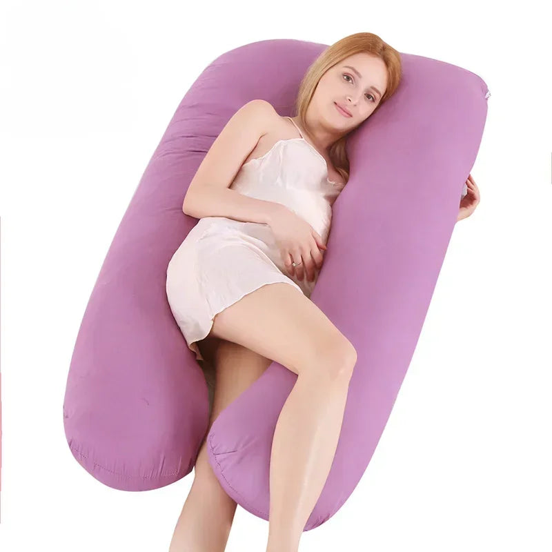 U-Shaped Pregnancy Pillow - Pure Cotton Lumbar Support & Backrest Cushion for Pregnant Women, Multi-Function Full Body Pillow