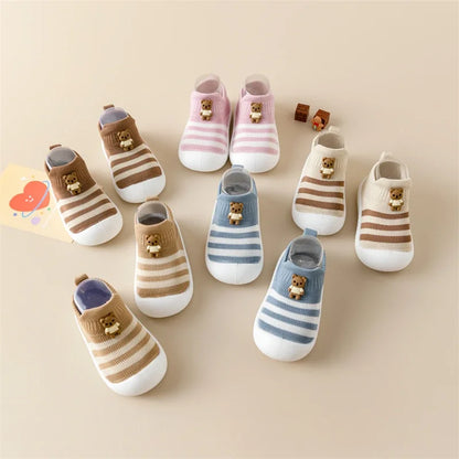 Baby Toddler Shoes Soft Sole Children's Shoes Breathable Cartoon Non-Slip Anti-Fall Striped Cute New Baby Shoes